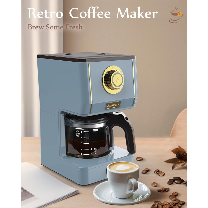 Amaste Coffee Maker, 5 Cup Coffee Pot with Three Brewing