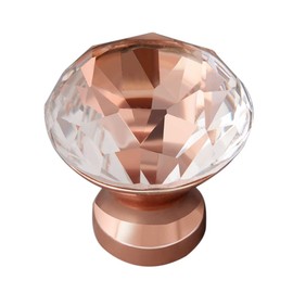 HMANE 6Pcs European Style Cabinet Knobs Zinc Alloy Glass Handles Drawer Cupboard Pull Handle with Screw - Rose Gold