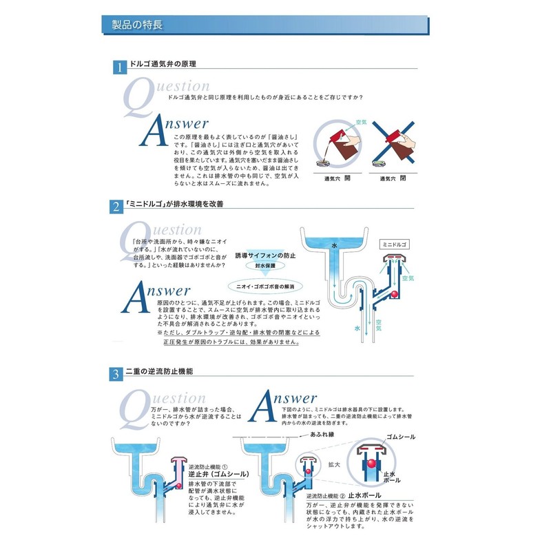 Morinaga Engineering MDK-40N Vent Valve Mini Dolgo for Kitchen Sinks