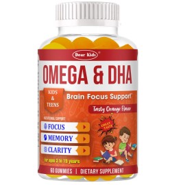 Kids Focus Gummies Omega 3 DHA Apoyo Cerebral y Vitaminas de Memoria para Niños y Adolescentes