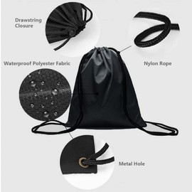 BJAINGEXK 2Pcs drawstring backpack Sports gym backpack Drawstring bag Sports, fitness, travel, swimming, beach drawstring backpack (black)