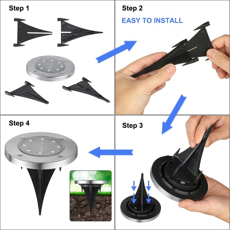 LYHOPE Solar Ground Lights Outdoor, 16 Pack 8 LED Solar