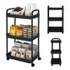 Carrito Auxiliar Organizador Almacenaje Multiusos 3 Niveles Color Negro