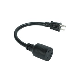 Generator Power Cord Adapter, Locking Adapter Household 3 Prong 15 Amp 125V NEMA 5-15P Male Plug to 20 Amp 125V NEMA L5-20R Locking Female Connector, Black