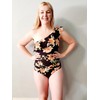 Hilor Women's One Piece Swimsuits One Shoulder Swimwear Asymmetric Ruffle