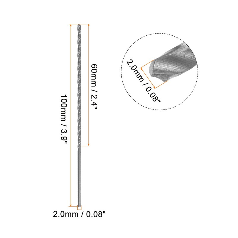 sourcing map 10pcs Extra Long Drill Bits, 2mm HSS Drill