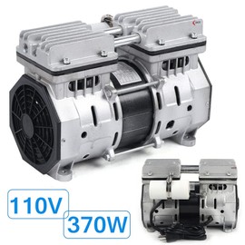 3.5CFM 8 Bar Oil-Free Vacuum Pump Oilless Piston Compressor low Noise Vacuum Pump Cylinder Speed1400 Rpm with 4x Floor Mat,1x Silencer,1x Capacitor
