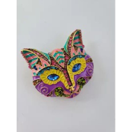 Unbranded Cat Pin, Large Cat Face Pin Kitty Cat Brooch Cat Mask Brooch Mardi Gras Cat Mask