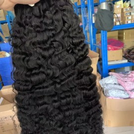 100 Natural Original Raw Indian Human Hair Wigs Customized Style Long Wave Cuticle Aligned Burmese Curly Hair Weave Bundlescolor: 1pcs bundle Natural wave, Stretched Length: 24"