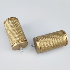 SKYPLUS LIVING Decorative Curtain Rod Finials, Polyresin Gold Knurled Design Finials, Set of 2, Compatible with 1 inch Diameter Curtain Rod, Standalone Finial Pair