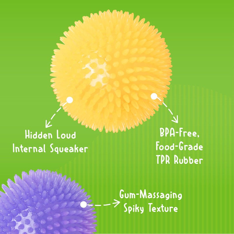 Gnawsome Medium Squeaker Ball Dog Toy, Medium 3.5", Colors will