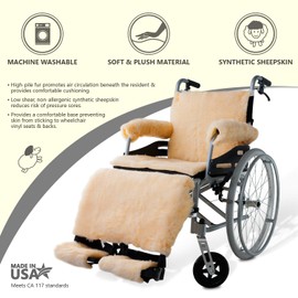 NYOrtho Faux Synthetic Sheepskin Wheelchair Complete Set of Armrest, Leg, Footrest, Seat & Backrest Pads