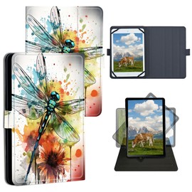 Dikoer for Pritom M10 Tablet/Pritom Tronpad M10 10.1 Inch/Digiland 10.1 DL1036/ qunyiCO Y10 Universal Tablet Case, Adjustable Silicon Band Shockproof TPU Protective Cover, Dragonflys