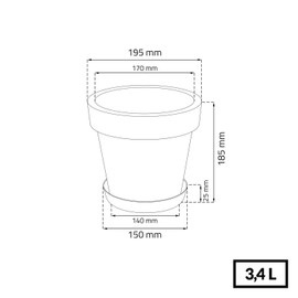 Prosperplast Lofly Flower Pot with Saucer 19.5 x 18.5 cm Anthracite Plastic