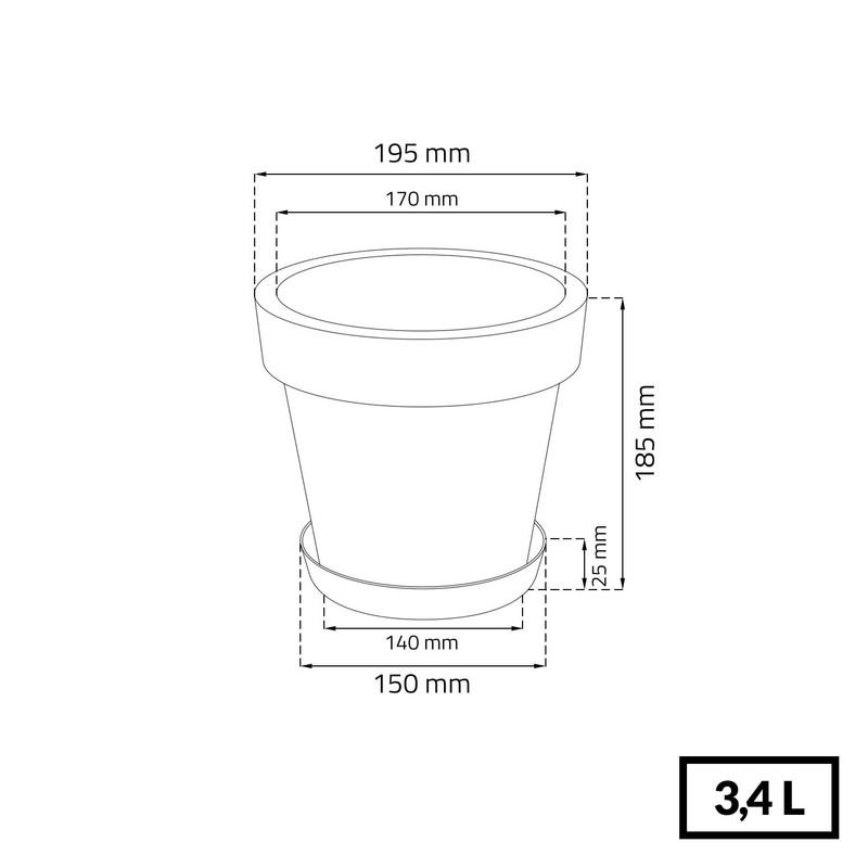 Prosperplast Lofly Flower Pot with Saucer 19.5 x 18.5 cm