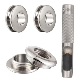 Notgia 6 Sets Brass Grommets Kit Eyelets and Grommets 8mm Inside Hole Size with 12mm Leather Hole Punch Tool Handbag Purse Hardware Screw Grommets for Repair and Making Leather Crafts (Silver)