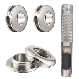 Notgia 6 Sets Brass Grommets Kit Eyelets and Grommets 8mm Inside Hole Size with 12mm Leather Hole Punch Tool Handbag Purse Hardware Screw Grommets for Repair and Making Leather Crafts (Silver)