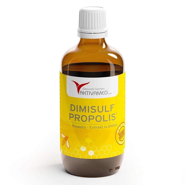AKTIVAMED® Propolis Extract Green 20% Dissolved in DMSO 100 ml – with Vitamin C, E, B, Biotin – Best Beekeeping Quality – Propolis Dimisulf 100 ml without Alcohol – Free from Harmful Substances – Certificates Available