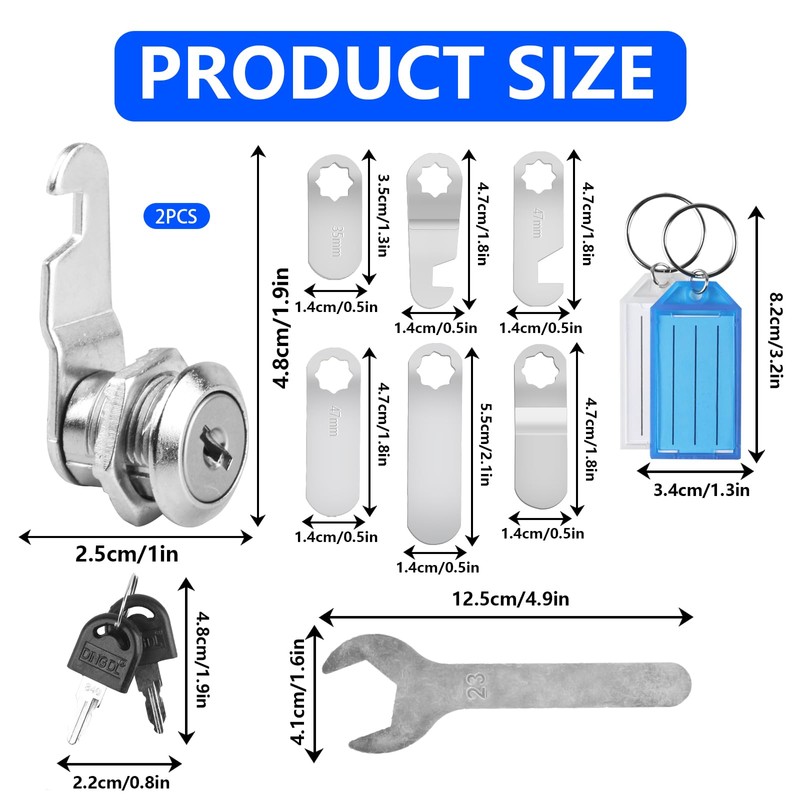 2pcs Cabinet Locks, 16mm Letterbox Locks, Security Mailbox Locks, Cam