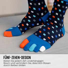 Toe Socks Men's Cotton Five Finger Socks, Colourful Toe Socks Men Socks with Toes for Sports Running, EU 39-47, 5 Pairs, Multi-coloured.