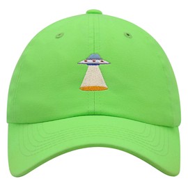 JPAK UFO Premium Dad Hat Embroidered Cotton Baseball Cap Area 51 Neon Green
