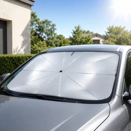 Retractable Car Windshield Sunshade for Parking – Titanium-Coated Heat Shield with Compact Umbrella Design