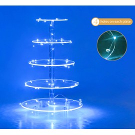 Jusalpha 5 Tier Round Cupcake Stand with Light– Premium Cupcake Holder – Acrylic Cupcake Tower with LED Light – Ideal for Weddings Birthday Parties, Candy Bar Decor 5RFs (5 Tier- Battery Power, Blue)…