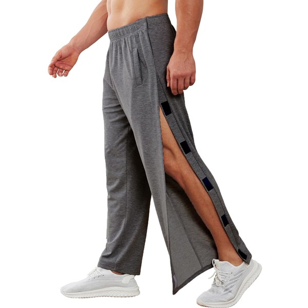 Deyeek Men's Tear Away Pants 2 Side Snap Open Bottom