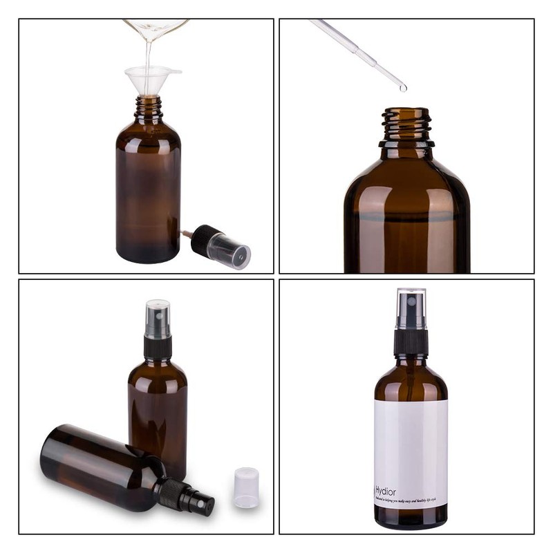 Hydior Amber Glass Spray Bottles for Essential Oils, 4oz Empty