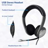 USB Wired Headset with Microphone for PC, Stereo Headphones with