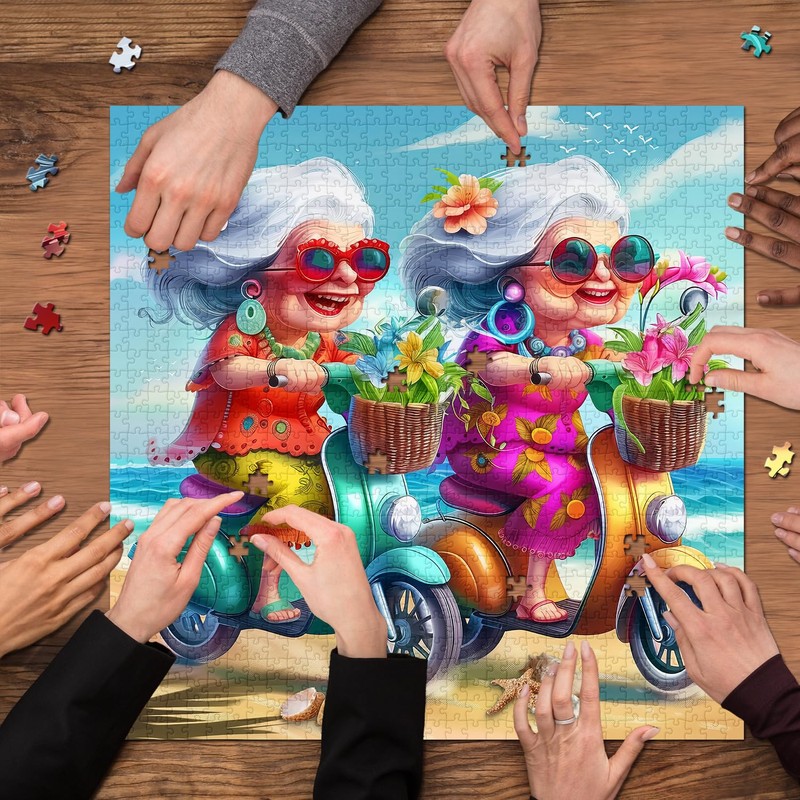 Summer Beach 1000 Piece Puzzle for Adults, PICKFORU Funny Beach