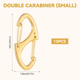 Xinjoduz 15 PCS Mini Metal S Carabiner Clips, 1.6 In Small Dual Wire Gate Spring Snap Hook Carabiner Clip Interlocking Keychain Clip Tiny Clip Attachment for Women Men Camping Fishing Hiking (3 Color)