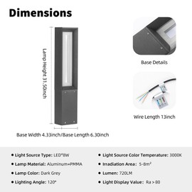 PAKEDANDUN Outdoor Path Light, 31.5" Pathway Walkway Lights Hard Wired, Waterproof Landscape LED Bollard Lighting Yard Lawn Lamp 3000K Ground Lantern Outside for Garden Sidewalk Patio Decoration