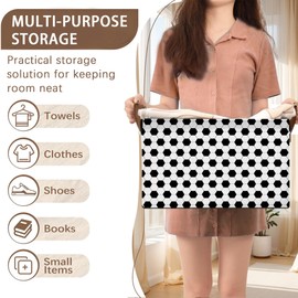 Soccer Ball Storage Basket Large 17x11.5x10.5 Inche-Collapsible Fabric Organizer Bin with Handles for Sports Room, Game Day Decor, Kids-Decorative Hamper with Classic Black & White Design-Single Pack