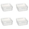 Globellapro 4PCS Square Transparent Plastic Organize,Small Storage Box with Lids,Empty