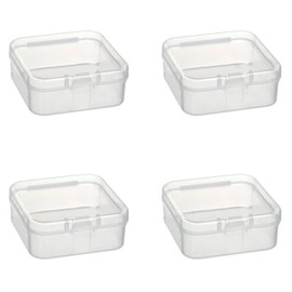 Globellapro 4PCS Square Transparent Plastic Organize,Small Storage Box with Lids,Empty Mini Clear Plastic Storage Containers Box Case for Small Item,5.4 * 5.4 * 2cm