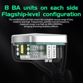 KZ AS16 Pro 8 Balance Armatures in-Ear Monitor Headphones, HiFi Music Earbuds Earphones for Studio Recording, Stereo Sound Gaming Earbuds Positioning Headsets (Without MIC, Cyan)