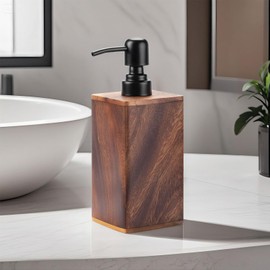 AUSAULAC 400ml Solid Wood Soap Dispenser for Bathroom,Kitchen –Wooden Refillable Hand Soap Pump, Lotion Dispenser, Bathroom Accessories, Wood Lotion Container (14oz/400ml)