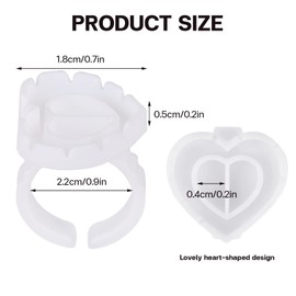 Pretty memory 150 Pcs Glue Rings for Eyelash Extensions, Lovely Heart-Shaped Lash Glue Rings Blooming Eyelash Glue Holder Volume Fanning Cup Lash Extension Supplies, White
