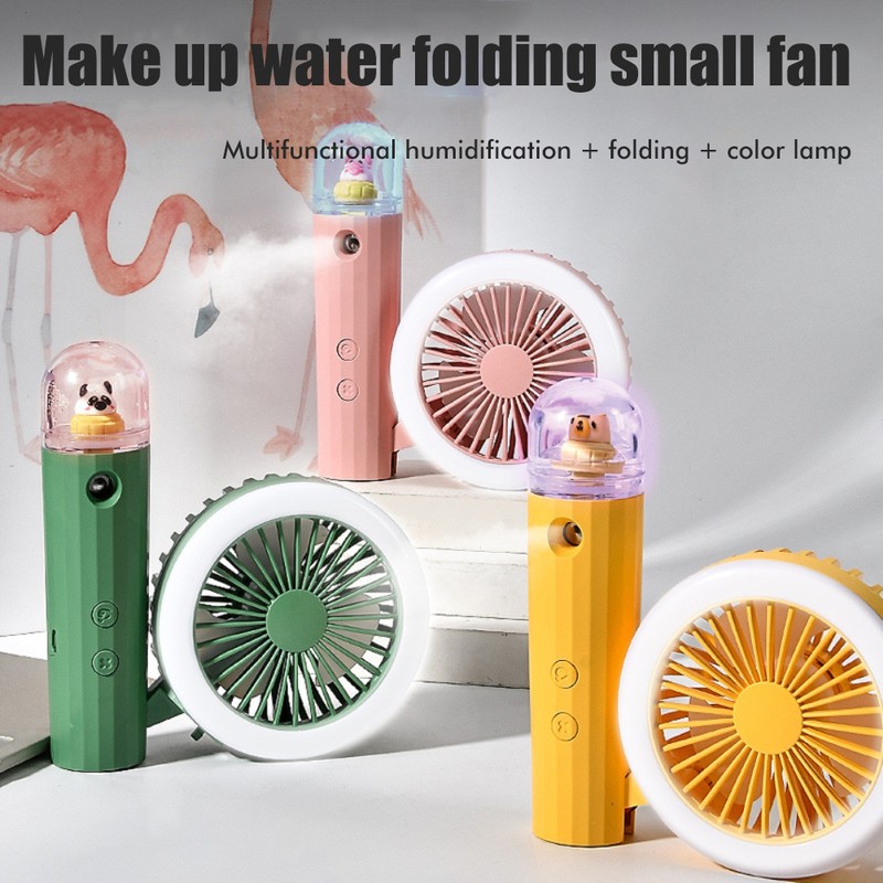 Portable Handheld Fan Mini Pocket Fan with Humidifier Nightlight Rechargeable