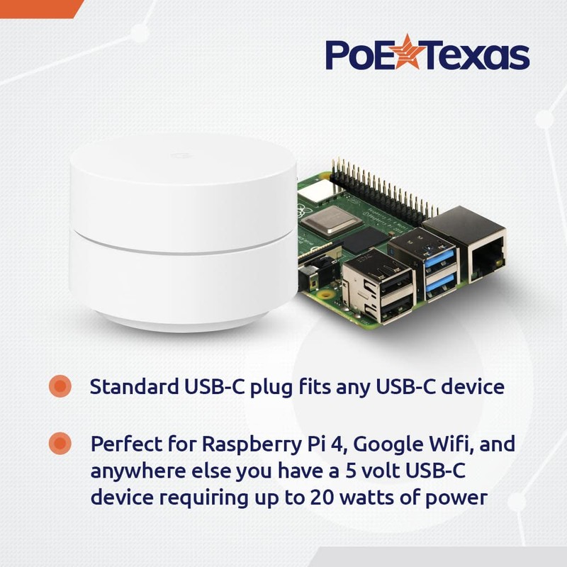 PoE Texas PoE+ Power for USB-C Devices, Including Google WiFi