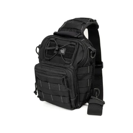 Magforce Tactical Sling Bag "Hamburger", MOLLE Shoulder & Chest Bag, Lightweight, with Multiple Compartments, Nylon, Large Capacity, for Travel & Everyday Use, black