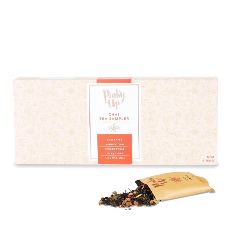 Pinky Up Chai Tea Gift Sampler, Variety Tea Packets of