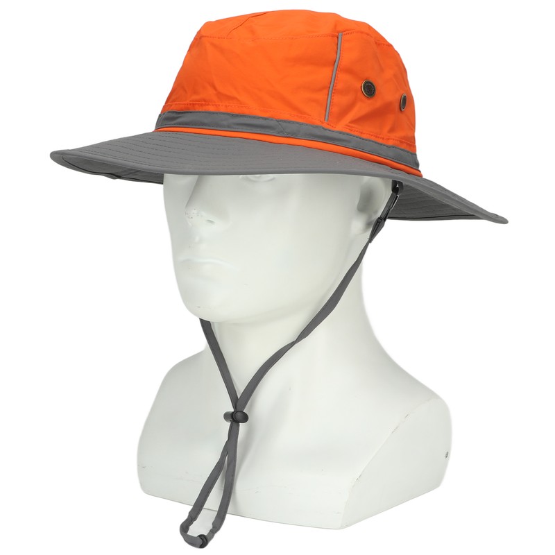 UPF50+ Fishing Hat with Reflective Strip Mesh Vents Adjustable Wide