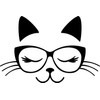 Cute Cat with Glasses Vinyl Decal Sticker for Car/Window/Wall (Black