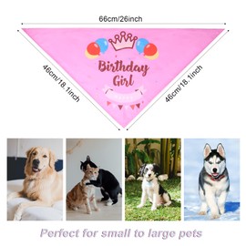 KINBOM Dog Birthday Bandana Girl, Cute Dog Bandana Dog Bibs Pet Bibs Dog Triangle Scarf Pet Triangle Scarf Puppy Pet Dog Birthday Party Supplies for Small, Medium, Large Dog Puppy Birthdays (Pink)