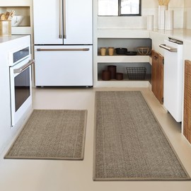 Artoid Mode Washable Non-Skid Kitchen Rugs and Mats Set of 2, Rubber Backing Kitchen Mats for Floor Front of Sink Home Decor - 17x29 and 17x47 Inch