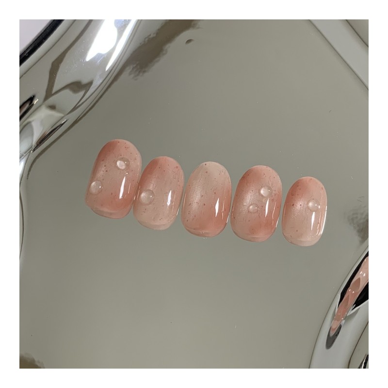 [Handmade Nail Tips] Peach Nail Tips - Short Oval Mini