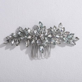 Lenjicons Teardrop Rhinestone Hair Comb Bridal Headpiece Rhinestone Wedding Hair Comb Luxury Crystal Bridal Headband Wedding Hair Accessories for Women (mint green)