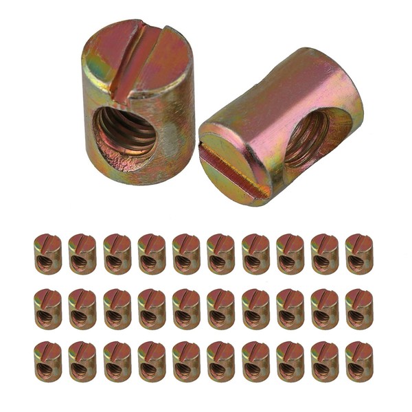 30 Pack M6 Barrel Nuts Cross Dowels Slotted Nuts for